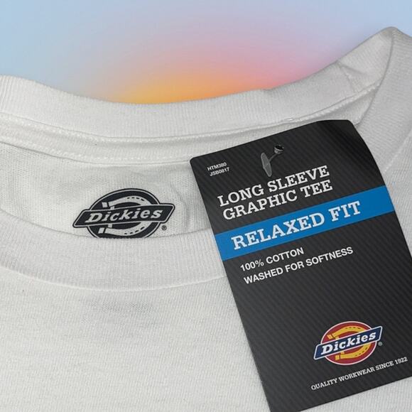 DICKIES Men’s XL Long Sleeve White Logo Tee Shirt - Picture 3 of 3